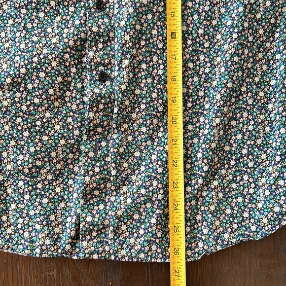 George’s Tailoring Floral Green White Blue Button Up Shirt size S Custom Fit - Picture 8 of 9